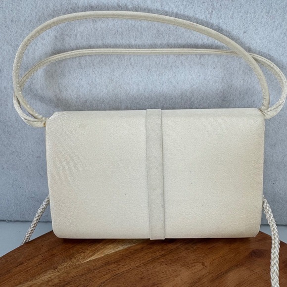 VTG Gunne Sax Satin Evening Bag Clutch‎ Purse Rhinestone Bow Formal Party 90s - Picture 9 of 12